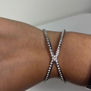 Elegant Silver Crossover Bracelet